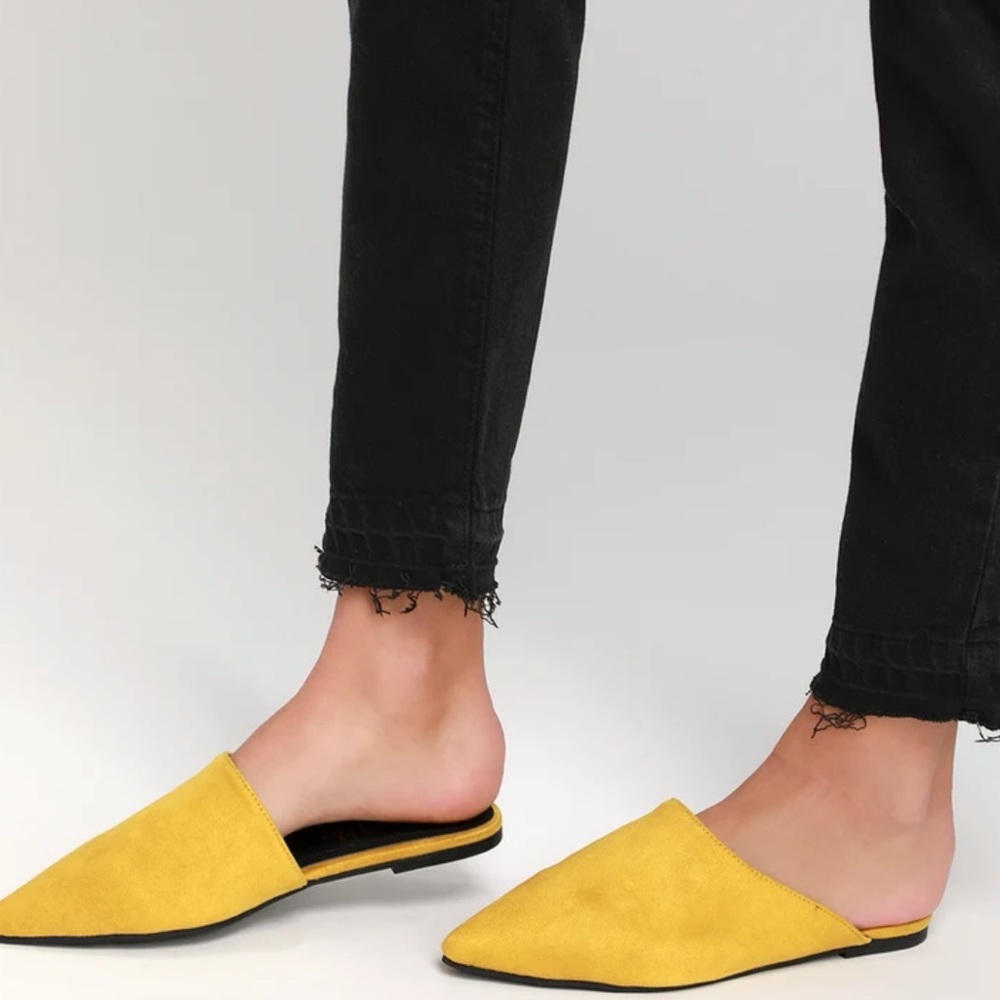 Com&Sens Mustard Yellow Pointed-Toe Slides/ Flats… - image 1